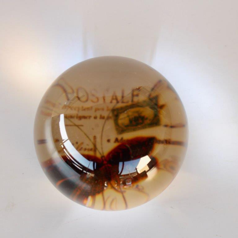 Round Glass Paper Weight Butterfly